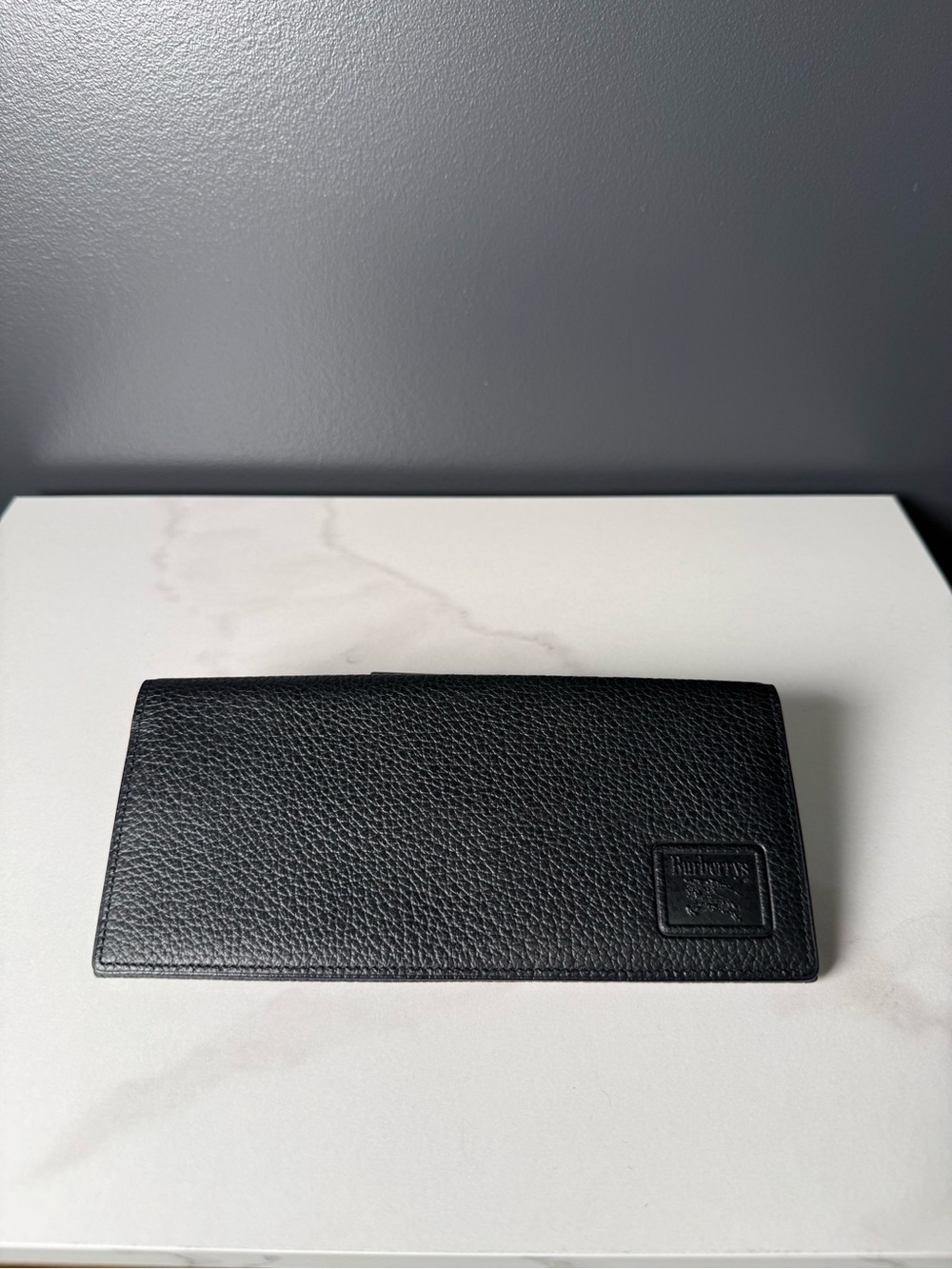 Burberry Black Pebbled Leather Long Card & Key Holder